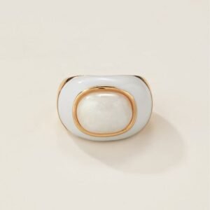 White Quartz Enamel Ring