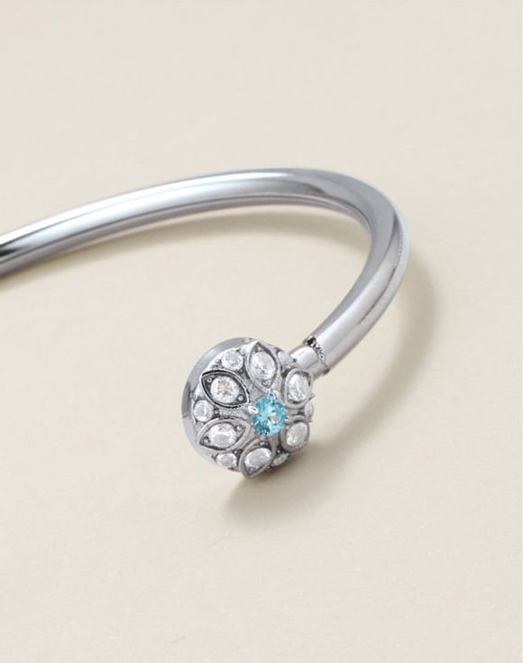 Forever Daisy Stainless Steel Aqua CZ Bracelet 2 Forever Daisy Stainless Steel Aqua CZ Bracelet - Image 2