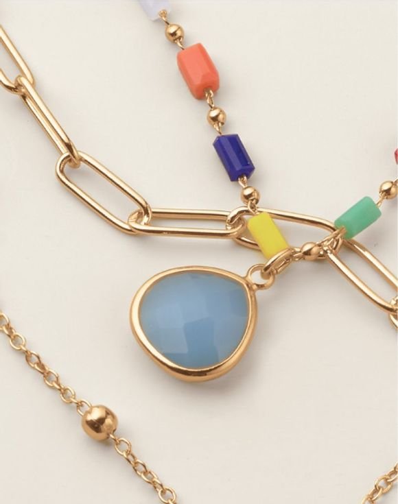 Color Cascade Layered Necklace and Earring Set 3 Color Cascade Layered Necklace and Earring Set - Image 3